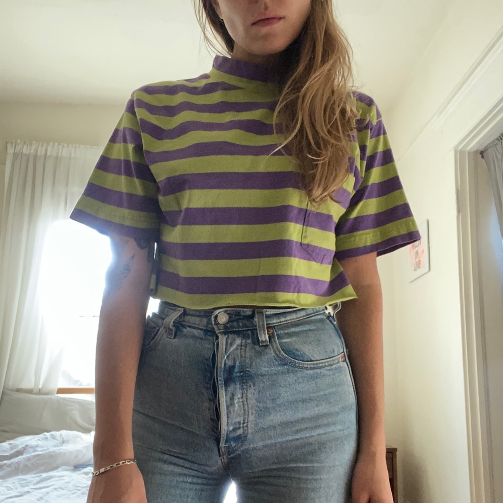 Tactics purple and green tee